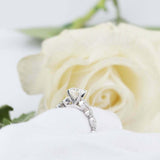 2ct Round Diamond Engagement Ring Milgrain Accent Solitaire 14k White Gold Over