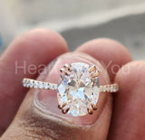 2.2ct Oval Simulated Diamond Dual Prong Engagement Ring 14K Yellow Gold Plated