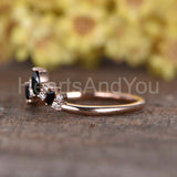 0.5ct Marquise Simulated Black Diamond Curved Wedding Band 14k Rose Gold Plated