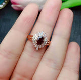 2.3ct Oval Cut Pink Ruby Engagement Ring Sunburst Ballerina 14k Rose Gold Finish