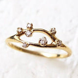 0.12ct Round Cut Moissanite Split Shank Twig Engage Ring 14k Yellow Gold Plated