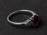 3ct Engagement Ring Oval Cut Pink Ruby Petite Solitaire 14k White Gold Finish