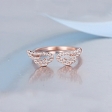 2Ct Round Cut Diamond Angel Wings Open Engagement Ring 14K White Gold Finish