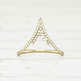 V Shaped Stylish Curved Wedding Band 1.3ct Round Cut Diamond 14k YellowGold Over