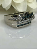 2.5ct Round Cut VVS1 Diamond Fancy Unisex Engagement Ring 14k White Gold Finish