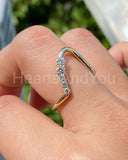 0.1ct Round Cut Moissanite Big Curve Women Wedding Band 14k Yellow Gold Plated