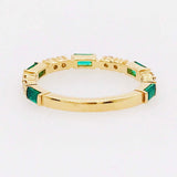 0.5ct Baguette Cut Simulated Emerald 3/4th Eternity Band 14k Yellow Gold Plated