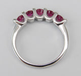 3ct Round Cut Pink Ruby 5 Stone Eternity Engagement Ring 14k White Gold Finish