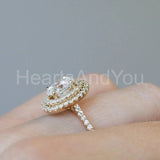 2.3ct Oval Simulated Diamond Dual Halo Engagement Ring 14k Yellow Gold Plated