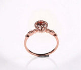 1.75ct Engagement Ring Pear Cut Peach Morganite Halo 14k Rose Gold Finish