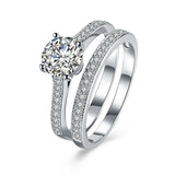 1.9ct Round Cut Diamond Engagement Ring 14k White Gold Finish Women Bridal Set