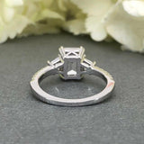 Accent Solitaire Engagement Ring 2.3ct Emerald Cut Diamond 14k White Gold Finish