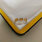 2.5ct Wedding Band Oval Cut Citrine Stylish Three Stone 14k White Gold Finish