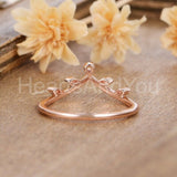 0.2ct Round Cut Moissanite Chevron Leaf Women Wedding Band 14k Rose Gold Plated