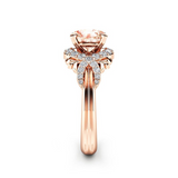 2ct Round Cut Peach Morganite Engagement Ring 14k Rose Gold Finish Halo Antique