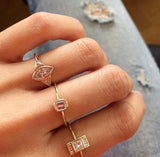 0.9ct Princess Cut Diamond Fancy Rectangle Minimal Ring 14k Rose Gold Finish