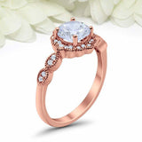 2ct Round Cut Diamond Engagement Ring Vintage Halo Art Deco 14k Rose Gold Finish