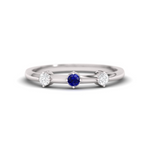 0.2ct Round Cut Blue Sapphire Engagement Ring 14k White Gold Finish Three Stone