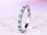 1ct Round Green Emerald Alternate Diamond Anniversary Band 14k White Gold Finish