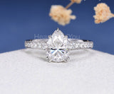 2.1ct Pear Simulated Diamond Solitaire with Accents Ring 14k White Gold Plated