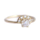 0.2ct Round Cut Diamond Engagement Ring 14k Yellow Gold Finish Egyptian Crown