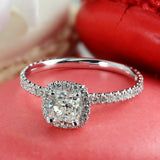 2.5Ct Cushion Cut DVVS1 Diamond Stylish Halo Engagement Ring 14K White Gold Over