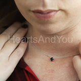 1ct Round Simulated Black Diamond Solitaire Pendant Chain 14k White Gold Plated