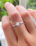 0.1ct Round Cut Moissanite Solitaire Women Engagement Ring 14k White Gold Plated