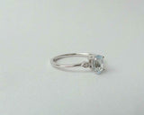 0.5ct Engagement Ring Oval Cut Aquamarine Minimalist Trilogy 14k White Gold Over