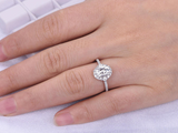 1.6ct Oval Cut Diamond Engagement Ring Halo Women Solitaire 14k WhiteGold Finish