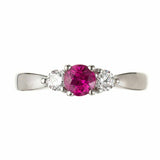 1.5ct Round Cut Pink Sapphire Engagement Ring Diamond Trilogy 14k WhiteGold Over