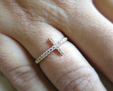 1ct Round Cut Diamond Holy Cross Jesus Women Promise Ring 14k Yellow Gold Finish