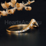 0.04ct Round Cut Moissanite Wishbone Stackable Dainty Band 14K YellowGold Plated