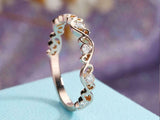 Filigree Vine Wave Wedding Band 0.75ct Round Cut Diamond 14k Yellow Gold Finish