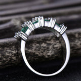 2ct Baguette Green Emerald Unique Two Row Half Eternity Band 14k White Gold Over