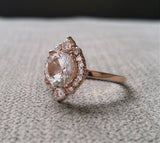 3Ct Round Cut Diamond Halo Crown Solitaire Engagement Ring 14K Rose Gold Finish