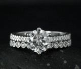 2.1ct Round Cut Moissanite Half Eternity Band Bridal Set 14k White Gold Plated