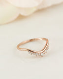 0.2ct Round Cut Moissanite Curved Minimalist Wedding Band 14k Rose Gold Plated
