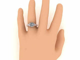 3ct Cushion Diamond Solitaire Cluster Accent Milgrain Ring 14k Rose Gold Finish
