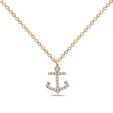 0.02ct Round Cut Moissanite Anchor Pendant 14k Yellow Gold Plated NO CHAIN