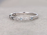 0.5ct Round Cut Blue Aquamarine Diamond Wedding Band Ring 14k Rose Gold Finish