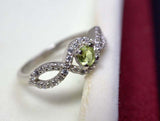 2.2ct Engagement Ring Round Cut Green Peridot Infinity 14k White Gold Finish