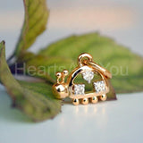 0.5ct Round Cut Moissanite Ladybug Charm Pendant 14K Yellow Gold Plated NO CHAIN