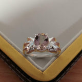 1.5ct Engagement Ring Oval Cut Peach Morganite Partywear 14k White Gold Finish