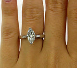 4ct Marquise Baguette Accent Diamond Trilogy Engagement Ring 14K White Gold Over