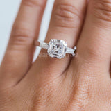 2.5ct Asscher Simulated Diamond Trilogy Engagement Ring 14k White Gold Plated