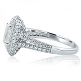 1.67ct Emerald Diamond Engagement Ring Split Shank Dual Halo 14k White Gold Over