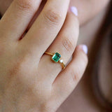 1ct Green Emerald Engagement Ring 14k Yellow Gold Finish Solitaire Single Accent