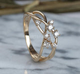 0.35ct Round Cut Moissanite Twisted Women Engagement Ring 14K Yellow Gold Plated