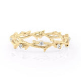 0.1ct Round Cut Moissanite Twig Vine Women Wedding Band 14k Rose Gold Plated